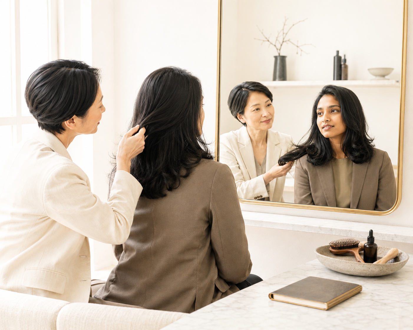 Maison Saika Crown — Japanese hair consultation. Illustrative image.